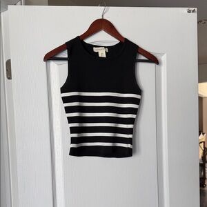 Chic Black and White Striped Crop Top